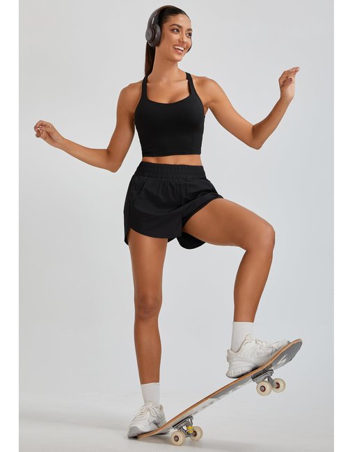 BMJL Womens Workout Tank Tops with Built in Bra Athletic Sports Crisscross Back Summer Going Out Clothing 2025(S,Black)