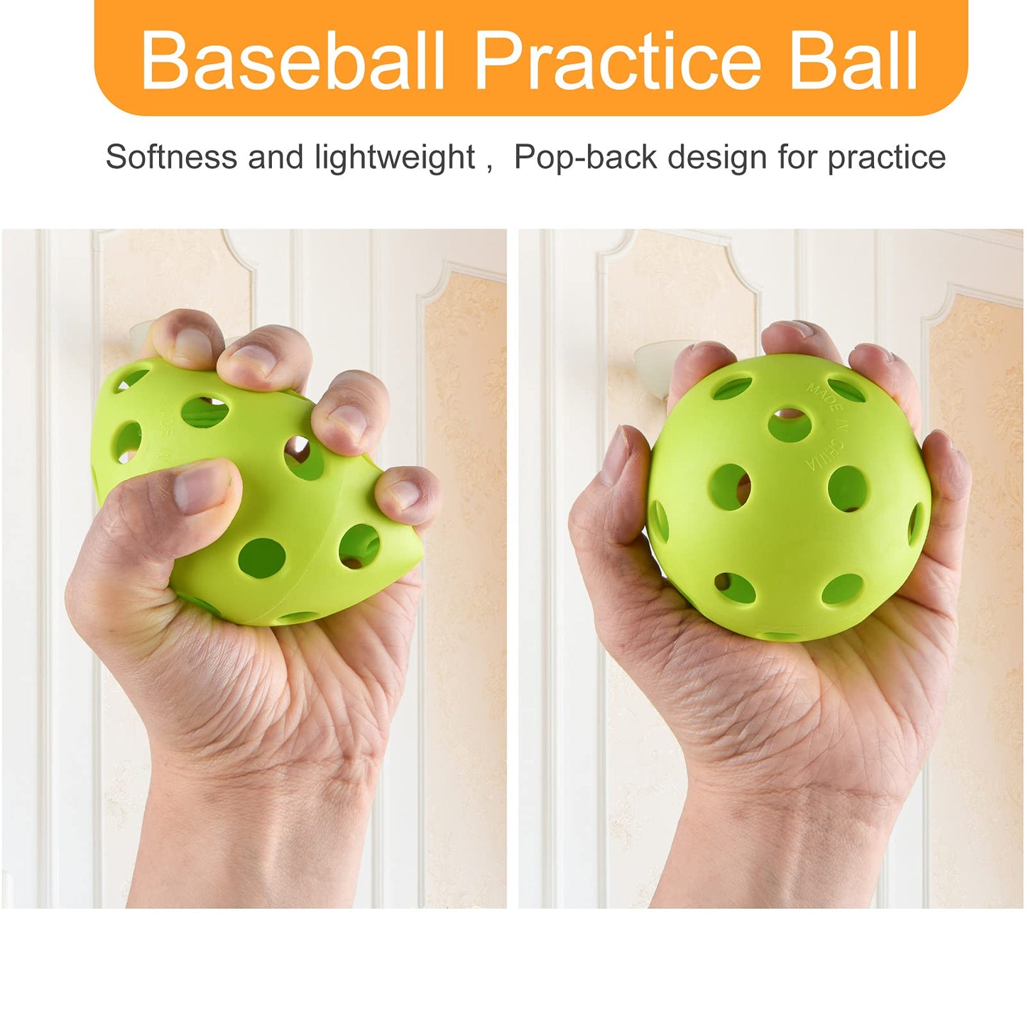 Coopay 12 Pack Baseball Practice Balls Plastic Training Balls Lightweight Hollow Softballs with a Drawstring Bag for Hitting, Baseball Training Indoor Outdoor Use (Green)