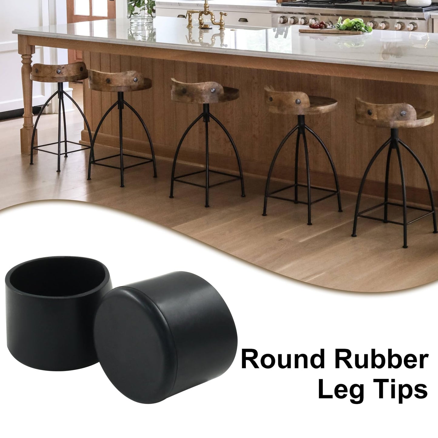 Verkelly 8 Pcs 1-1/4 Inch Round Rubber Leg Tips, Table Chair Leg Caps Cover Anti-Slip Prevent Scratches(Black)