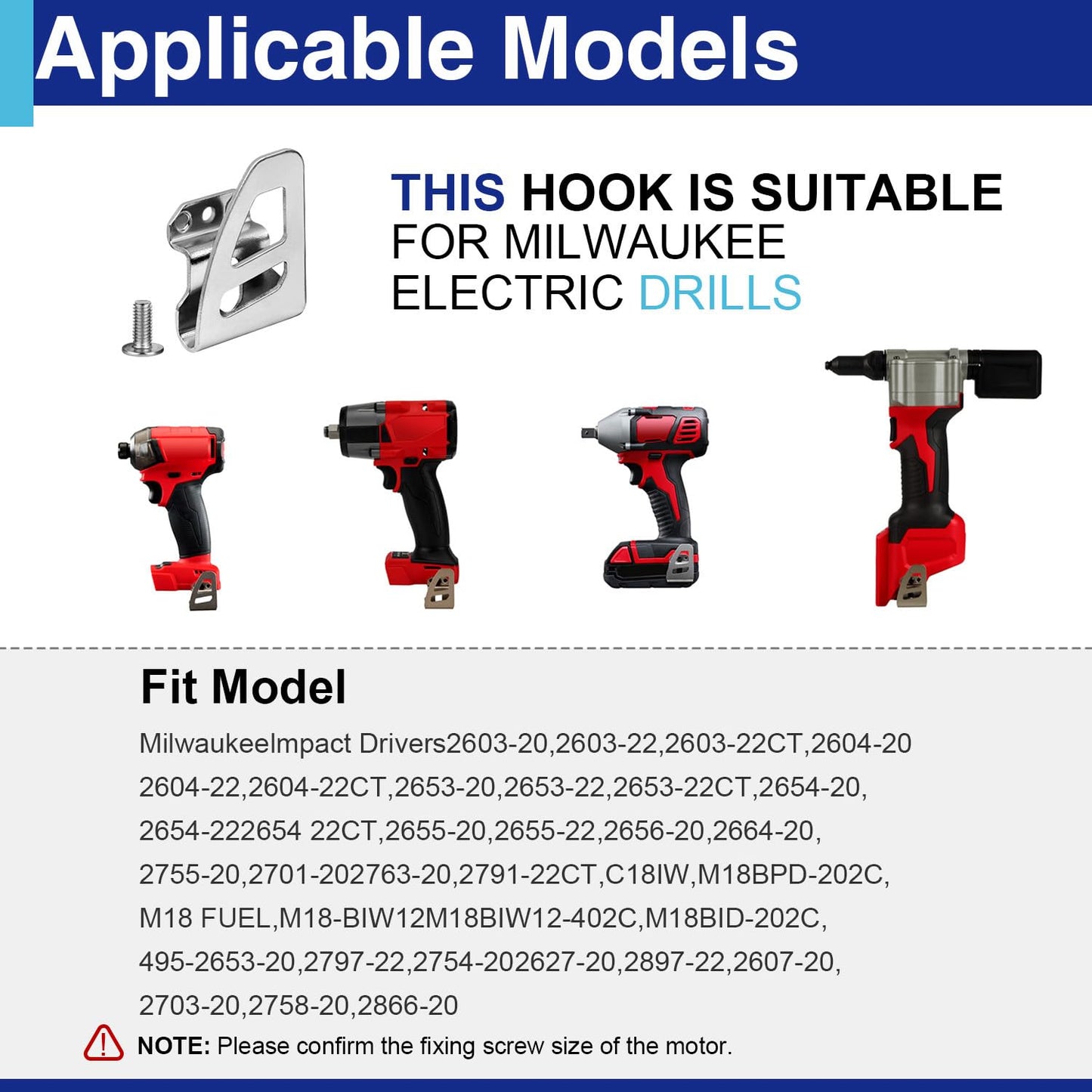 Belt Clip for Milwaukee, 10pcs 304 Stainless Steel Drill Tool Clips Hook Kit with Screws for Milwaukee 2604-20, 2604-22, 2604-22CT, 2797-22