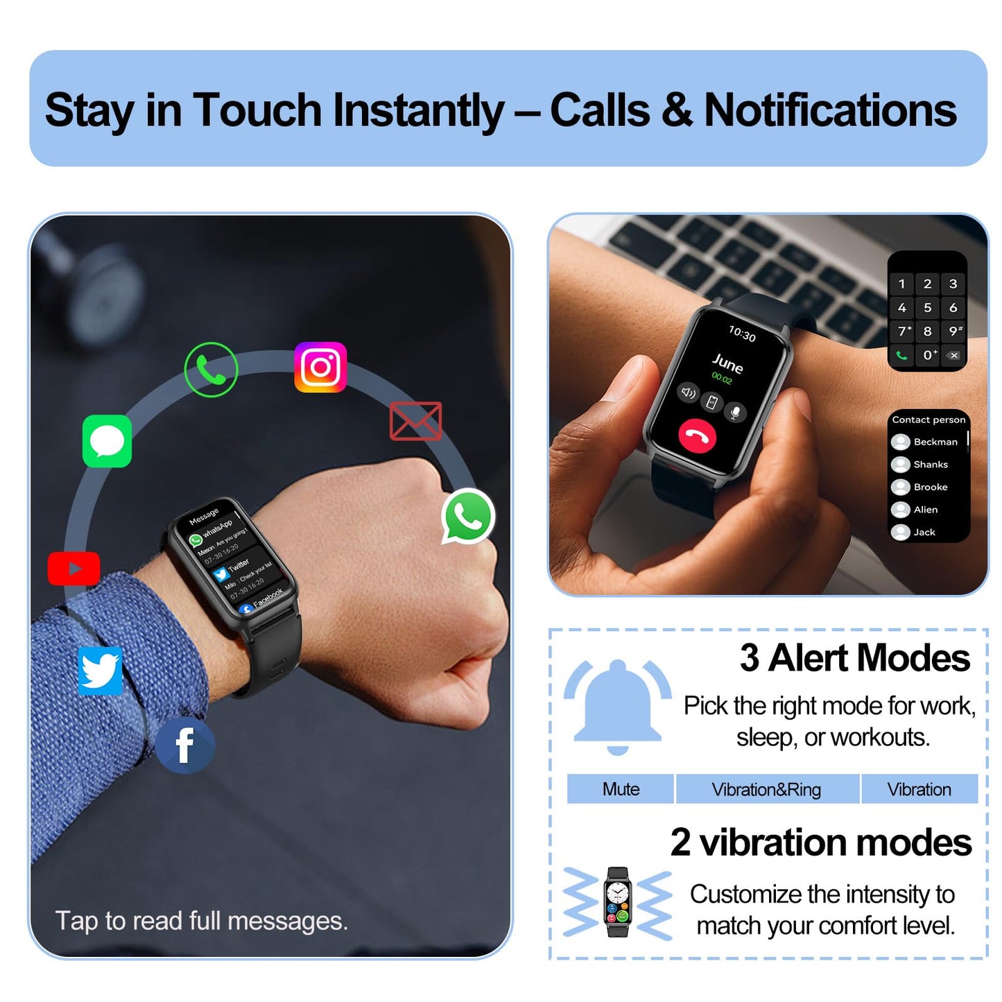 Fitness Tracker (Answer/Make Calls), Smart Watch for Women Men, with 1.47″ AMOLED Always-On Display, 24/7 Heart Rate, Sleep Tracking, 110+ Sport Modes, Waterproof, Compatible for Android Phone