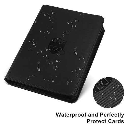 GERMUN PU Card Binder - Premium 16-Pocket Holder for 1000+ Cards | Double-Sided Album (Black)