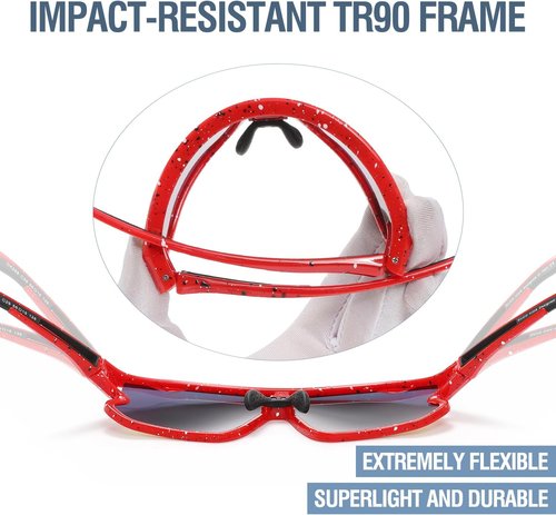 DUCO Kids Sunglasses - Lightweight TR90 Frame with UV400 Protection | Stylish Baseball Shades for Boys & Girls