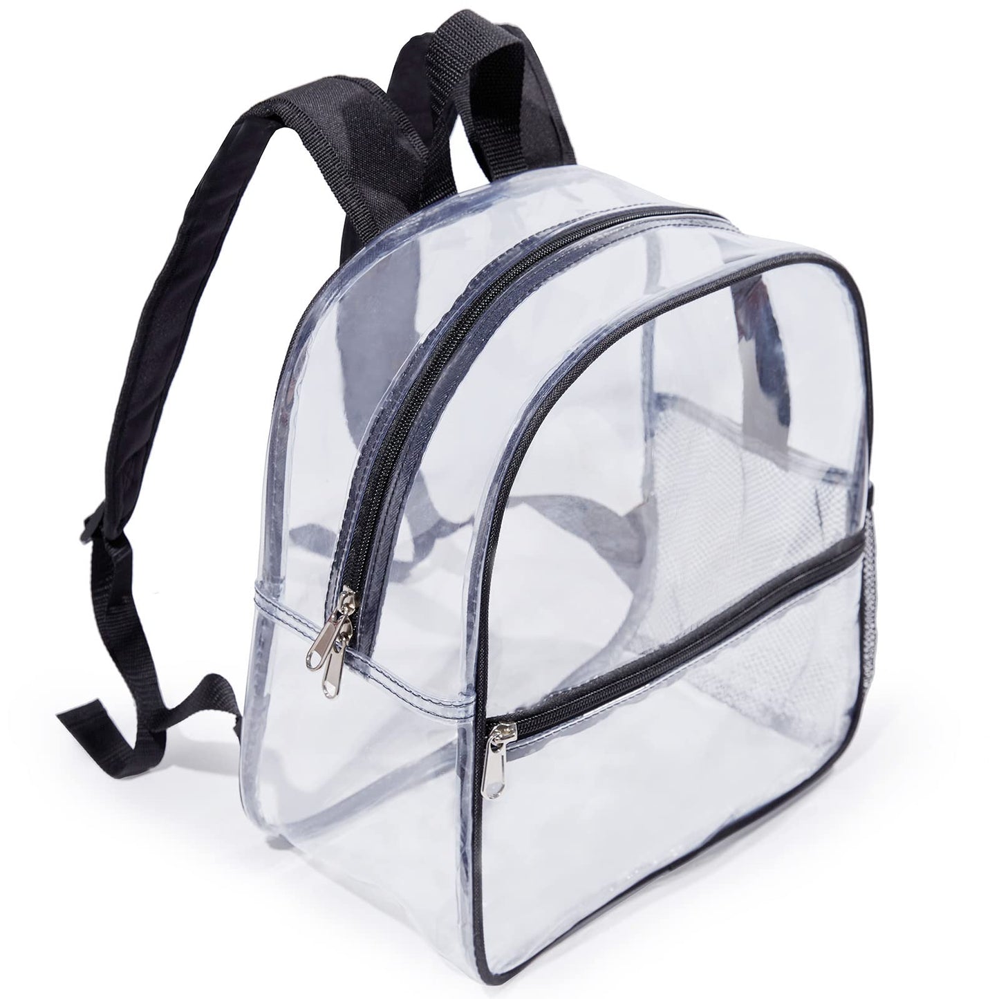 Jusdot Mini Clear Backpack for Stadium Events, Concert, 12×6×12, Black