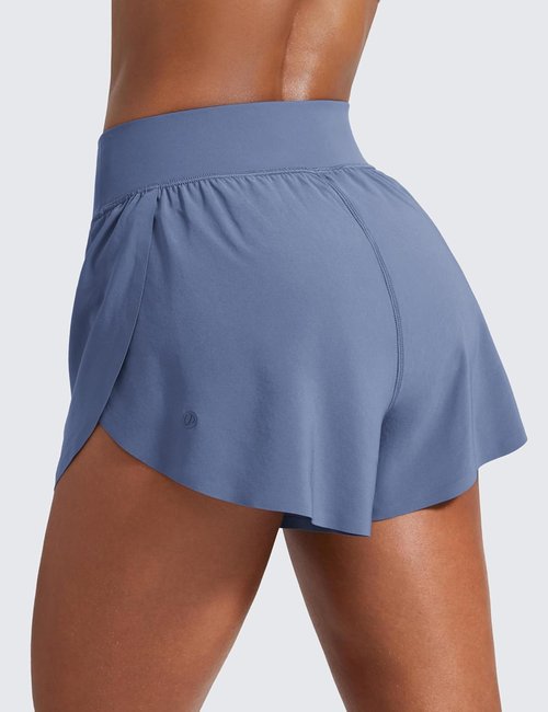 CRZ YOGA High Waisted Running Shorts - Comfy Mesh Liner for Women | Quick-Dry Athletic Gear, 3" Length