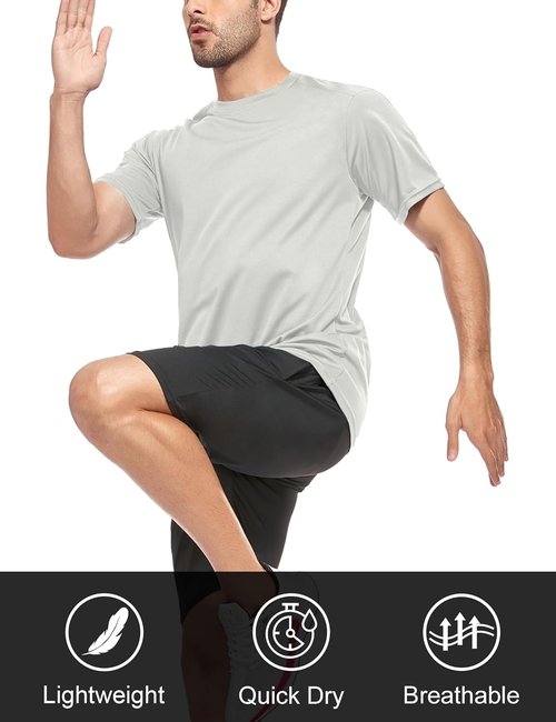 HOPLYNN Men's Dry Fit Workout T-Shirts - 5/7 Pack Short Sleeve Athletic Tees for Gym & Running