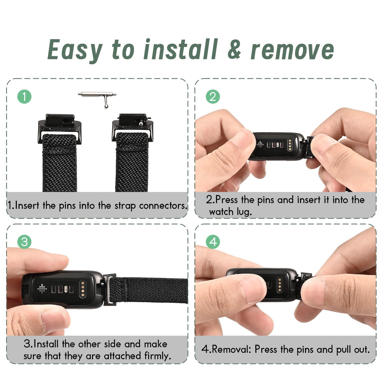 Oanux 4 Pack Elastic Nylon Compatible with Fitbit Inspire 3 Band/Fitbit Inspire 2 Band, Adjustable Soft Stretchy Sport Strap Replacement Wristband for Inspire 3/2 Women Men