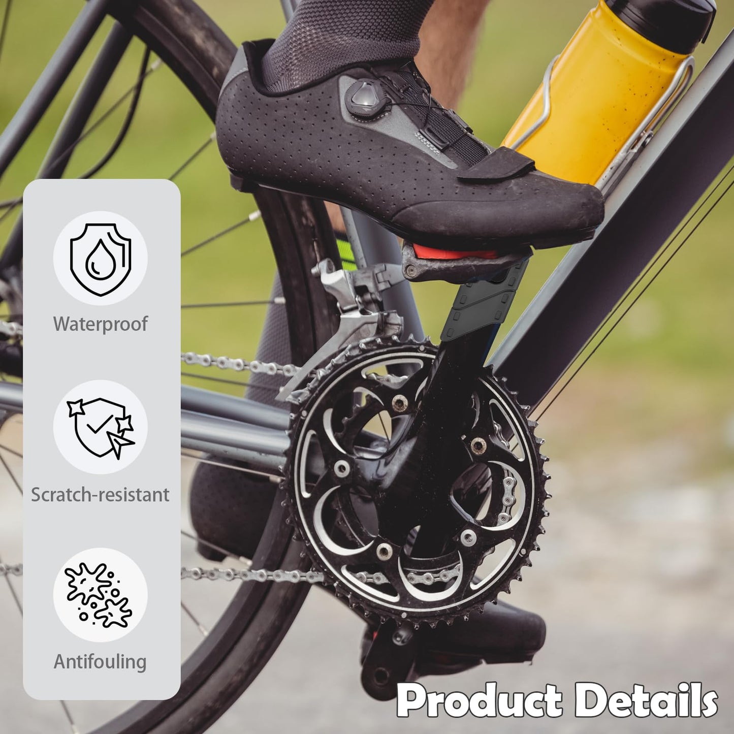 YERGOFE Black Bike Crank Boot Protectors - 4 Pcs Silicone Crankset Protectors Universally Fit Bicycles | Non-Slip Waterproof Pedal Arm Guards for MTB/Road Bike | Rustproof Maintenance-Free Design