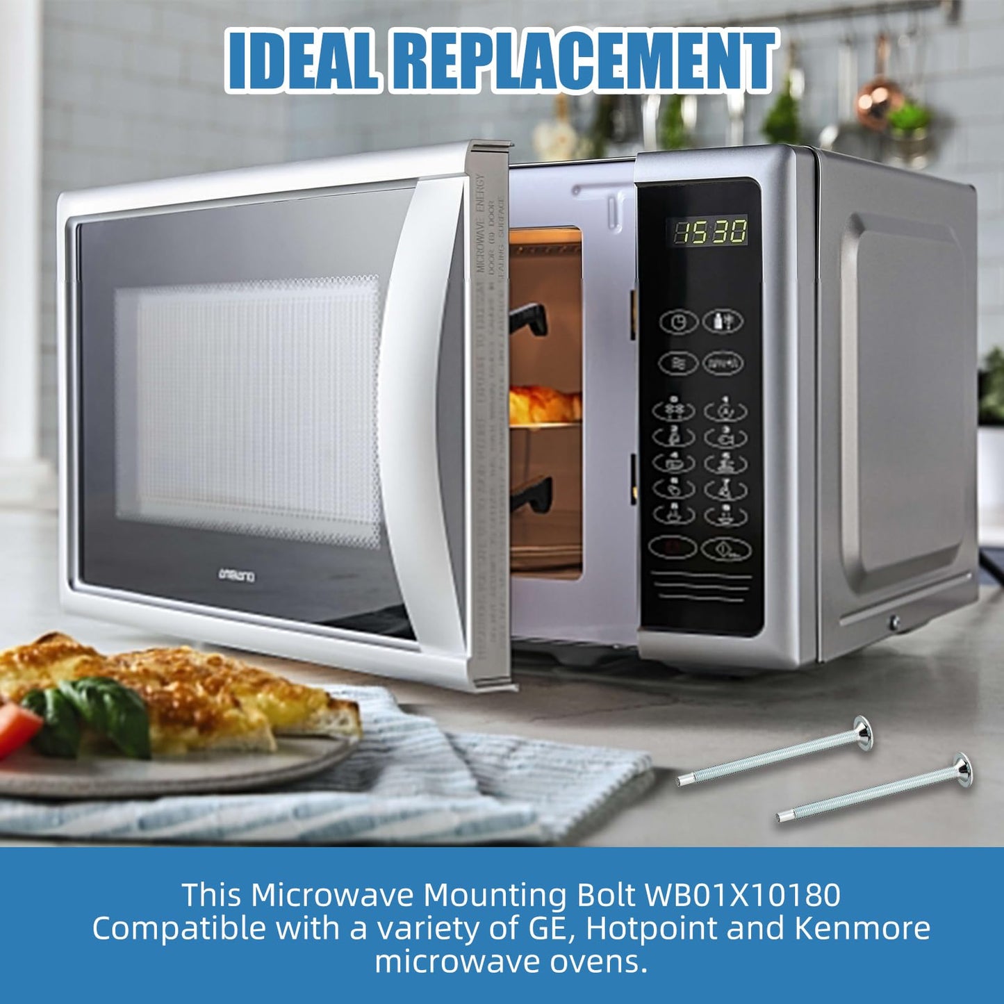 WB01X10180 Microwave Mounting Flat Bolt Easy Installation, Universal Fit |Compatible with GE, Kenmore, Hotpoint| Microwave Installation Flat Bolts（4 Pack）