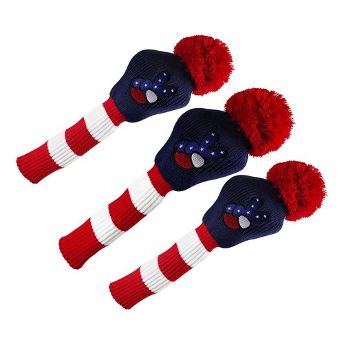 GOLTERS Kintted Golf Club Covers Golf Head Covers 3 PCS #1 Driver Cover and #3#5 Fairway Wood Headcover with Rotating Number