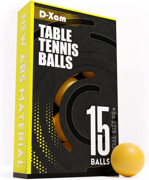 D-Xam Ping Pong Balls - 15 Pack Official Size 40mm High Bounce Training Balls | Orange & White