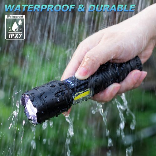 Bitlyle Rechargeable LED Flashlights High Lumen,99,000 Lumens Super Bright Flashlight,Powerful Flash Light 7 Modes with COB Work Light Waterproof for Home Outdoor Camping Hiking