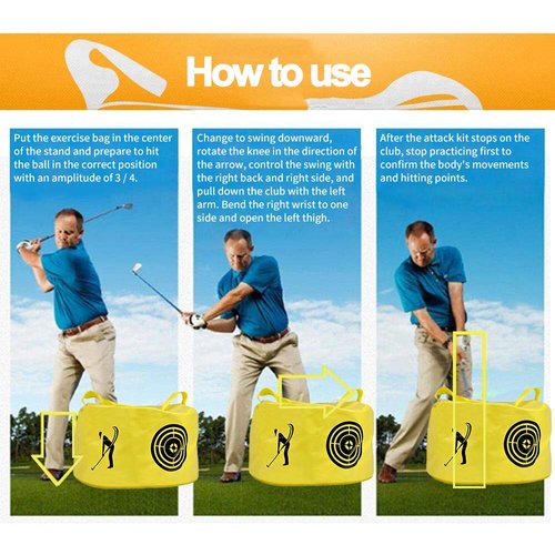 ASENVER Golf Swing Impact Trainer Bag Golf Power Smash Bag (Yellow- Target Pattern)