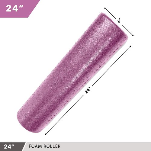 Day 1 Fitness High Density Muscle Foam Roller - Deep Tissue Massage for Pain Relief | 24” Solid Purple