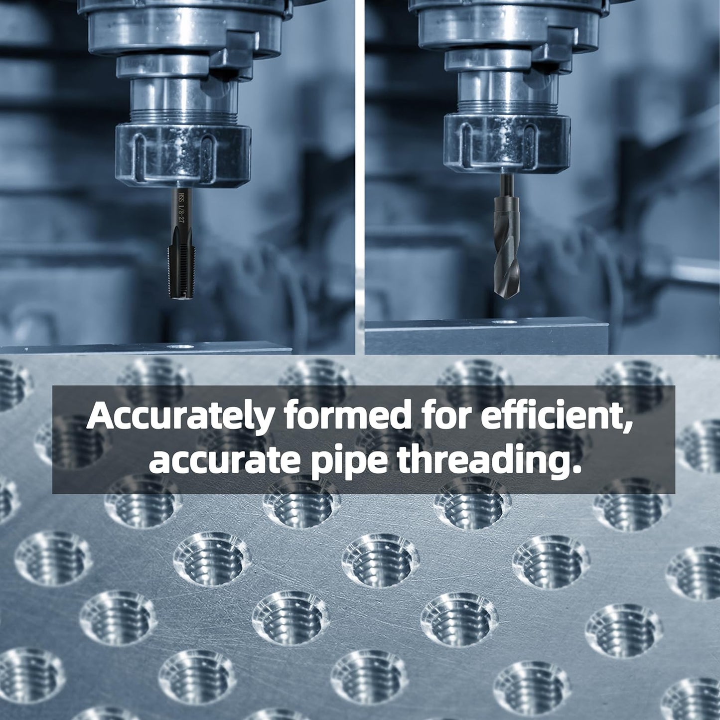 RURITKIT 1/4-18 NPT Pipe Tap and 7/16" drill Set, Carbon Steel Hand Threading Plumbing Tap Set for Plumbers Mechanics DIY Thread cutting tools