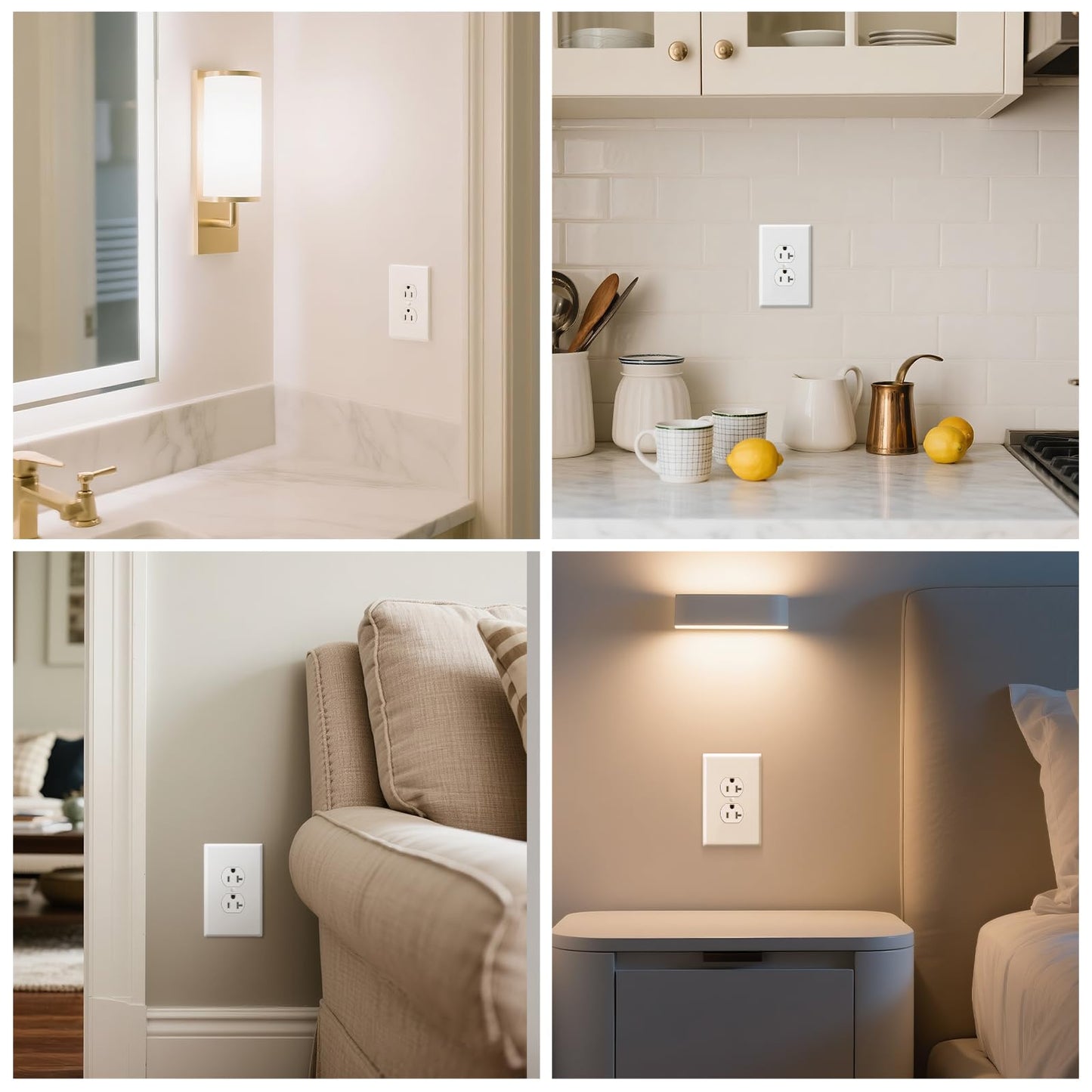 Oversized Duplex Receptacle Outlet Wall Plate 6Pack Jumbo Electrical Outlet Covers Extra Large Switch Plates, Over-Size 1-Gang 5.5" x 3.5", Gloss Finish Dual Receptacle Faceplate, Impact Resistant