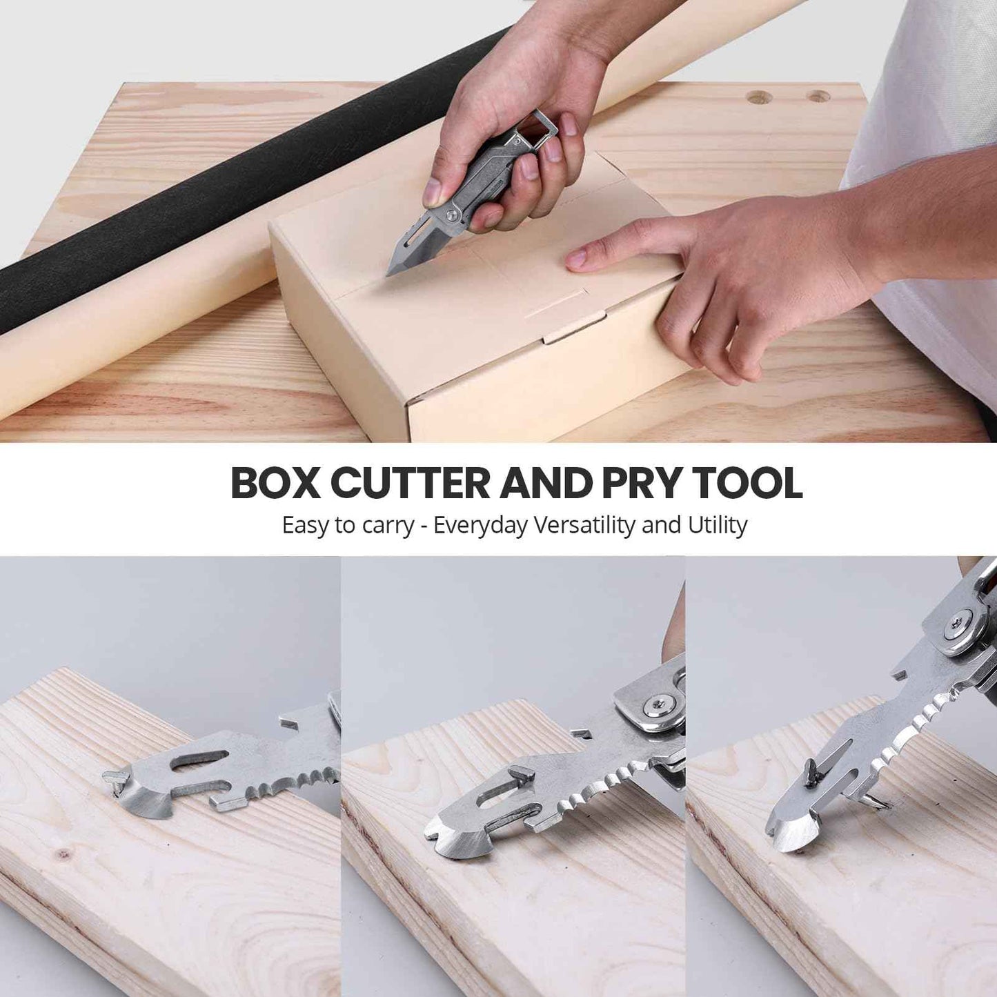 EDCFANS Keychain Multitool Knife, Multi Tools Keychains, Fathers Day Dad Gifts for Men, Tanto Pocket Knives with Clip, Bottle Opener, Box Cutter, Pry Bar, Screwdriver Wrench, EDC Hiking Camping Gear