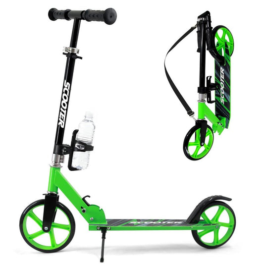 Scooter for Kids Ages 6+, Teens & Adults, Max Load 240 LBS, Foldable Kick Scooter with 8-inch Big Wheels, Kickstand, 3 Adjustable Levels, Rear Brake, Black