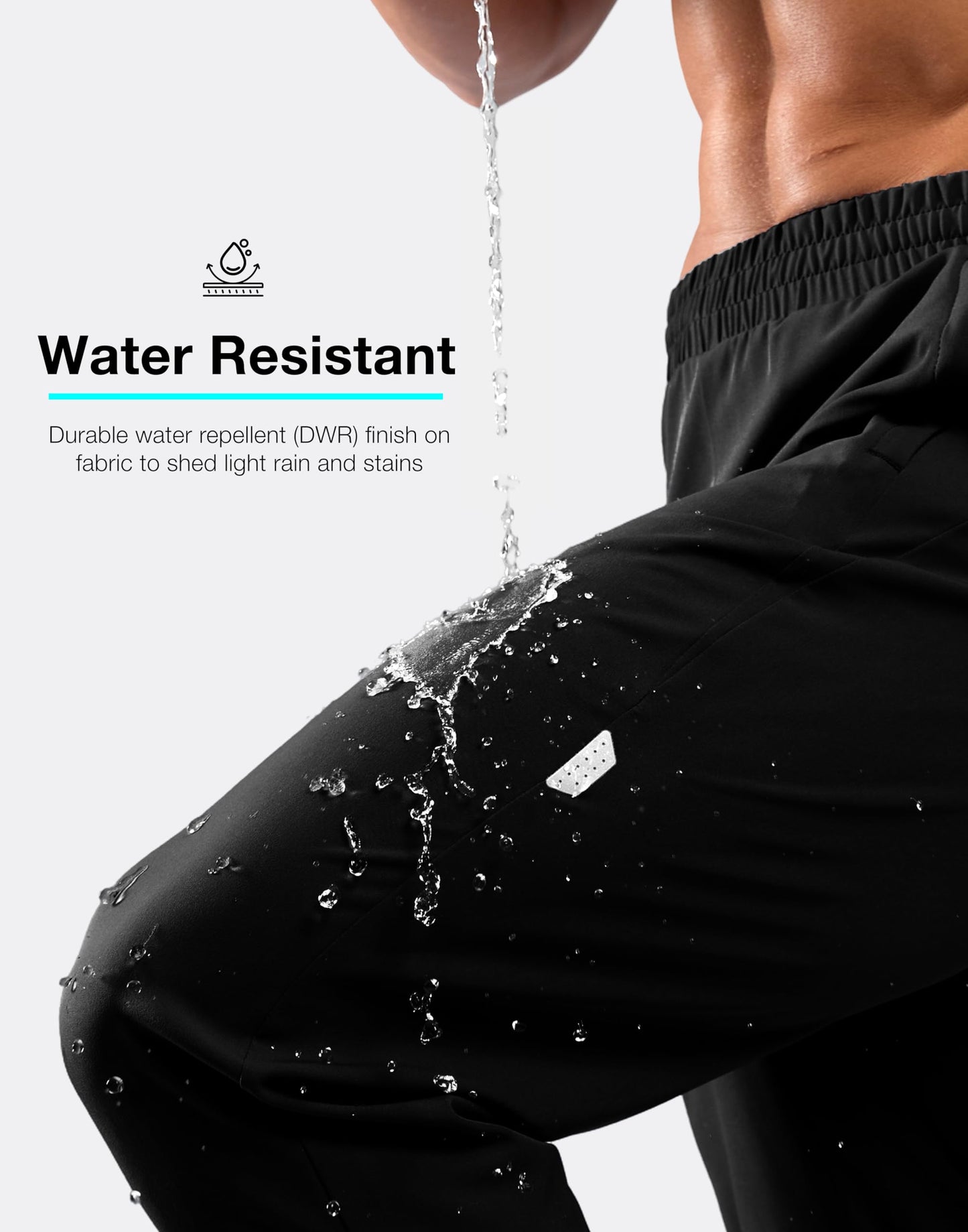 G Gradual Men's Joggers with Zipper Pockets Lightweight Athletic Workout Pants Quick Dry Sweatpants for Men Running Hiking(Black,XL)