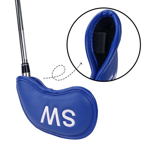 Andux 5Pack PU Golf Wedge Irons Club Head Covers NO. on Both Sides with Hook & Loop Closure MT/S20 （Blue）