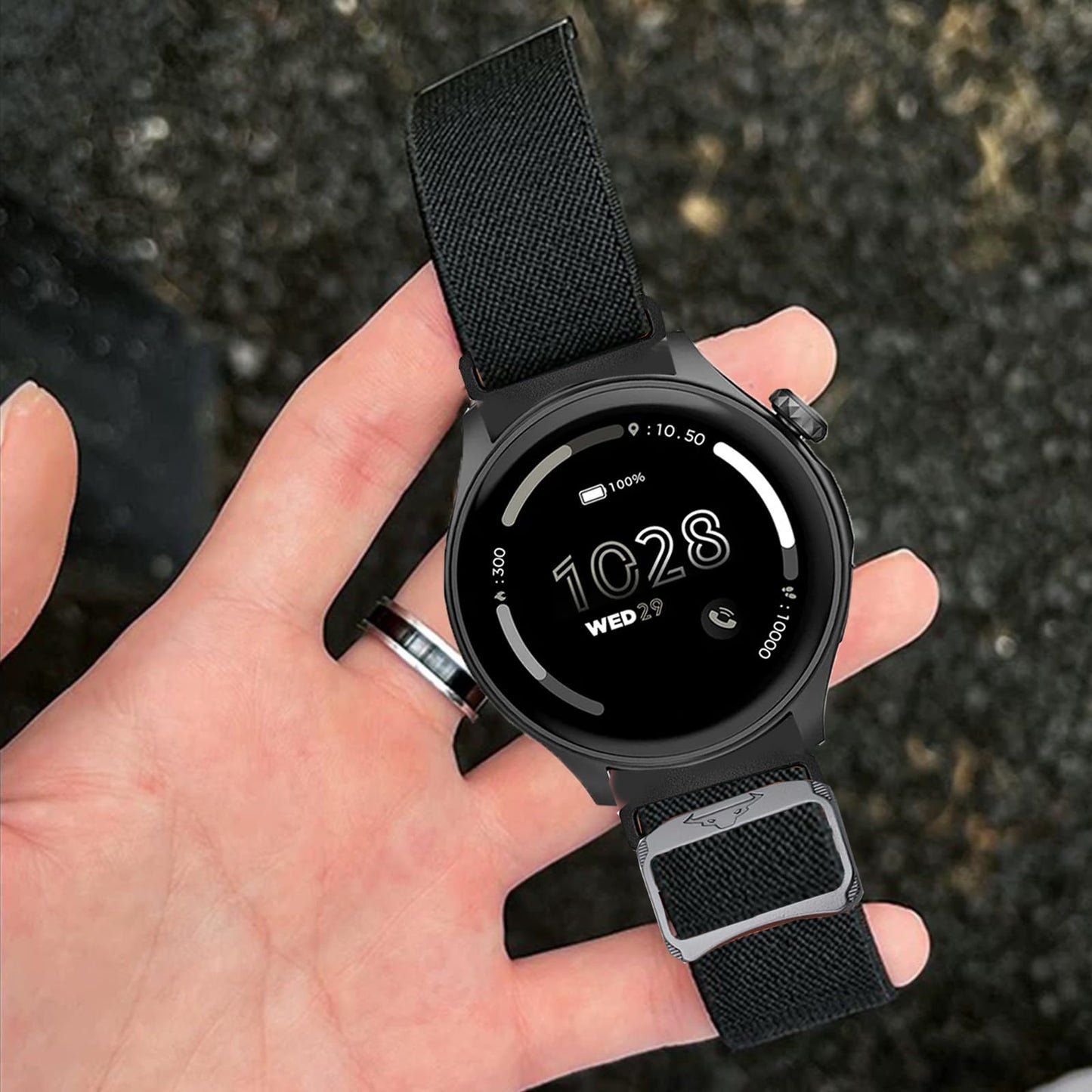 ID208 Plus, IDW13, IDW16, IDW17, IDW19, IDW20, IDW21, IDW23, IDW25, IDW26 Smartwatch Bands, Lamshaw 22mm Quick Release Stretchy Solo Loop Adjustable Nylon Replacement Straps Compatible for Quican, aeac, WMK Smart Watch (Black)