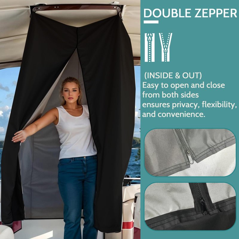 Privacy Curtain Tent for Boats, 420D Hanging Changing Room & Shower Awning for Pontoon, Waterproof Portable Shower Awning Under Bimini Top with Built in Mesh Bag 30" L x 27" W x 72" H