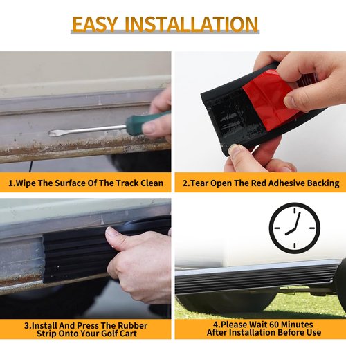 JERBOR 2PCS Upgrade Heavy Duty Golf Cart Floor Edge Guard Sill Protector for Club Car DS, Anti Collision Rubber Side Bumper Trim for 1013983 101347501