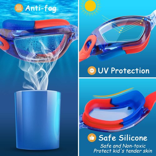 COOLOO Kids Swim Goggles - 2 Pack Swimming Goggles for Ages 4-16 | Perfect for Boys & Girls
