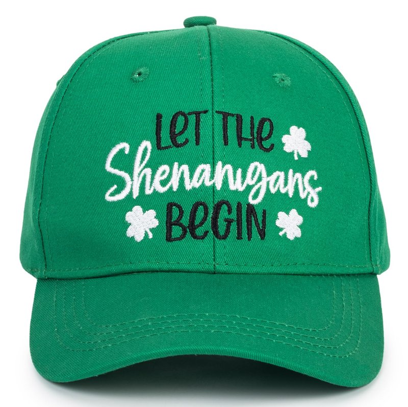 St. Patrick's Day Shamrocks Green Baseball Caps - Cotton Embroidery Lucky 3-Leaf-Clover Visor Dad Trucker Hats