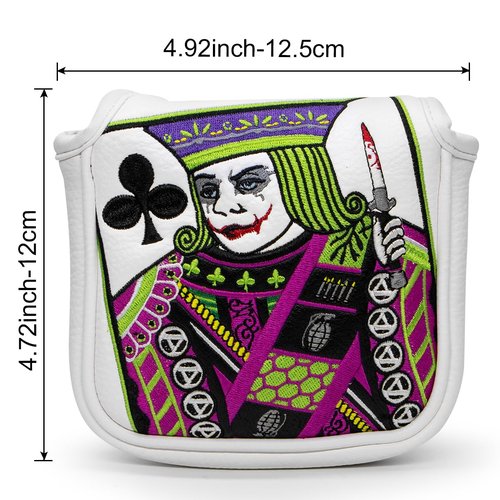 Golf Club Cover Plum Blossom Rider J Driver Covers Fairway Wood Headcover Hybrid Cover Leather 3 Wood Headcovers Mallet Putter Cover Blade Putter Headcover for Most Brand (for Mallet Putter)