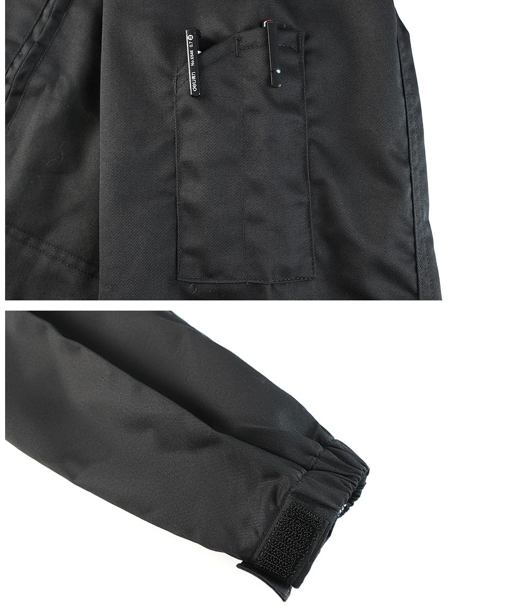 KTWOLEN Mens Workwear Coveralls Multi Pockets Work Suit Mechanic Overalls Jumpsuits Unisex Long Sleeve Garage Coverall, Black, XXL