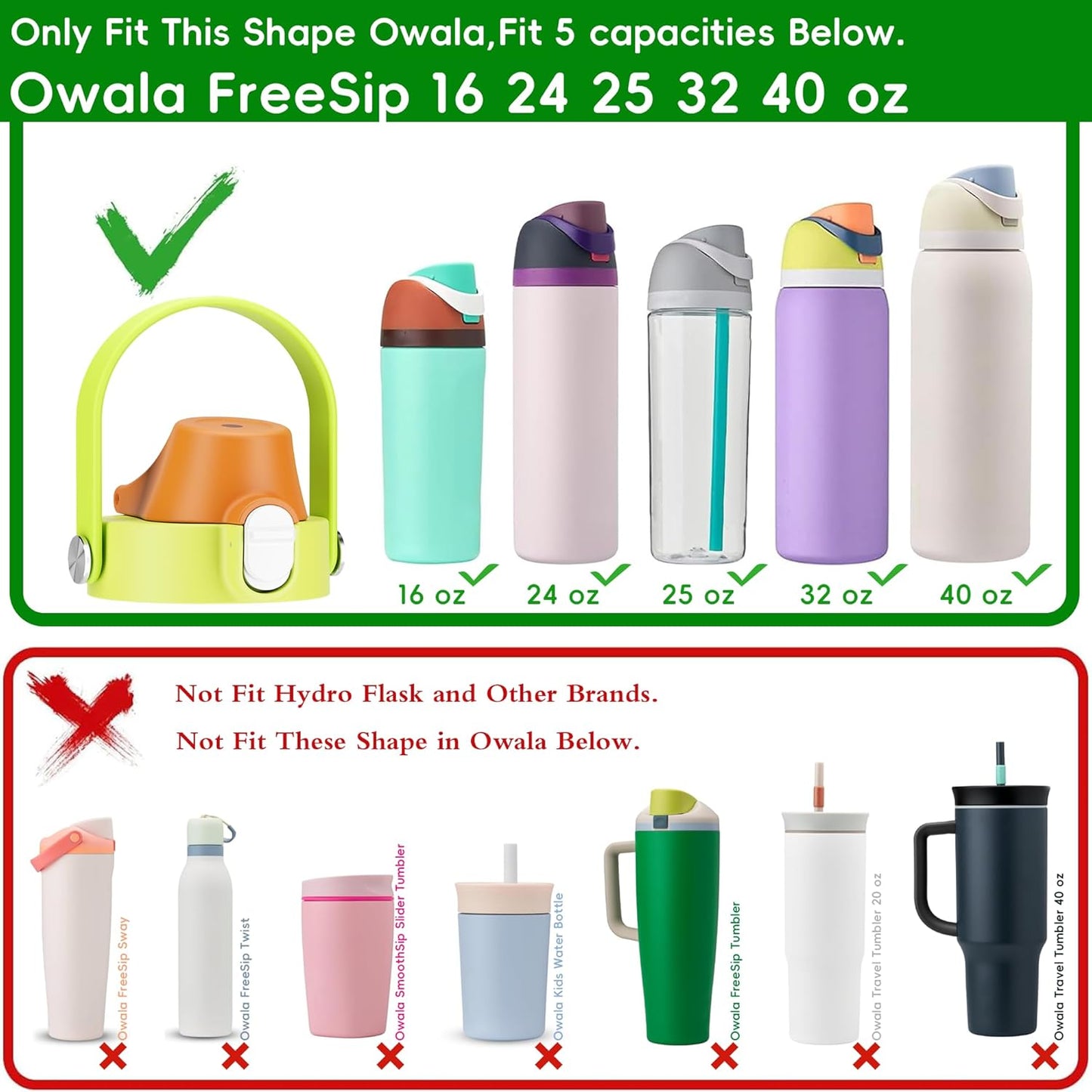 Owala 2-in-1 Replacement Lid - BPA-Free, Leak-Proof Design for 16oz-40oz Freesip Cups