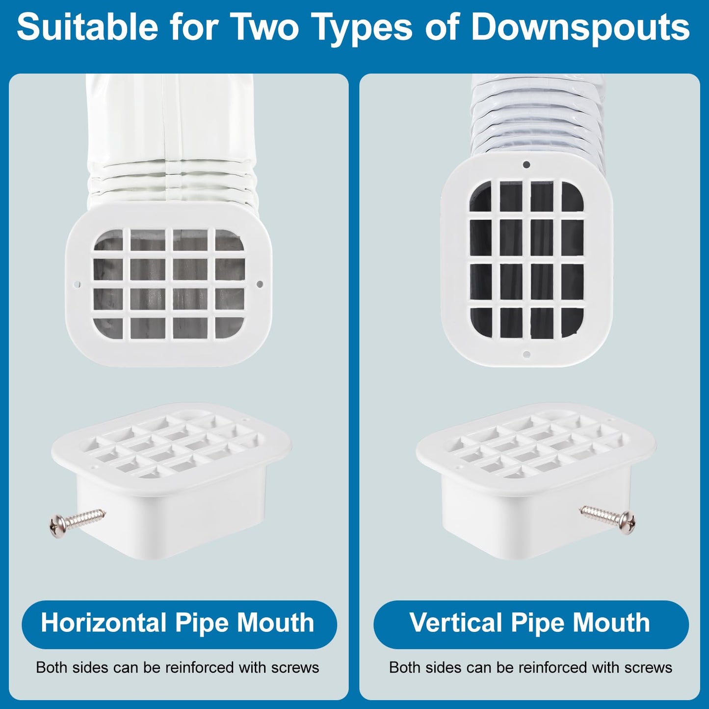 Mzcvriru 3 x 4 rain Gutter downspout Drop Outlet with Filter (2 Pack, White)