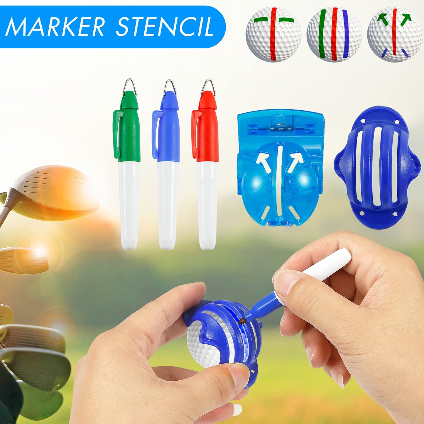 sprookber Golf Accessories Set - PRO Retractable Golf Club Brush, Microfiber Waffle Pattern Golf Towel, Golf Divot Repair Tool, Golf Ball Marker - Golf Club Cleaning Kit, Golf Accessories for Men