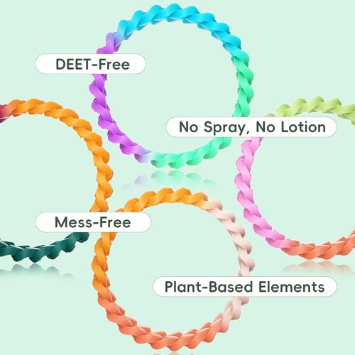 BuggyBands Rainbow Mosquito Bracelets for Kids & Family – 24 Pack DEET-Free Bug Wristbands, Individually Wrapped, Colorful Outdoor Bands for Camping, Travel, Playground