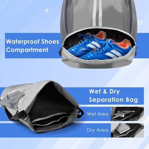 BROTOU Soccer Bag - Versatile Football & Volleyball Backpack with Ball and Shoe Compartment | Durable Drawstring Design