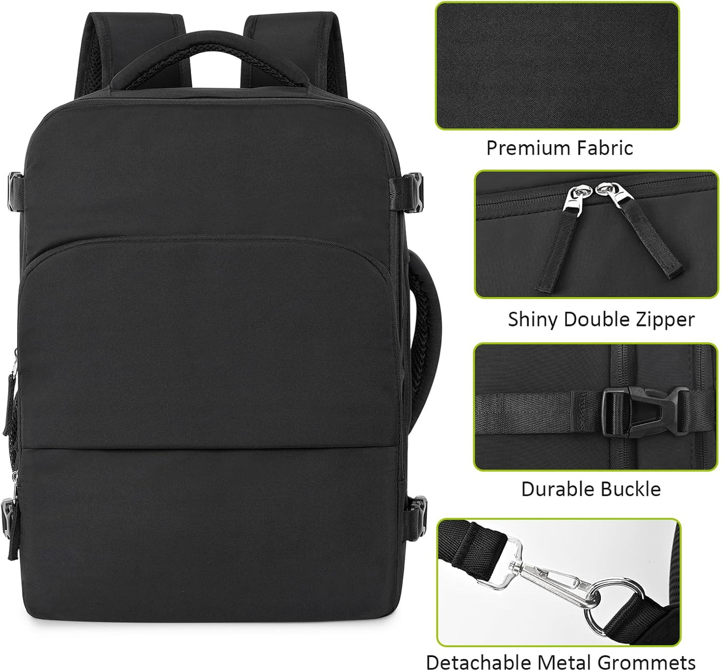 Snoffic Travel Backpack | Waterproof Laptop Bag with USB Charging Port | 17-Inch Carry-On for Men & Women
