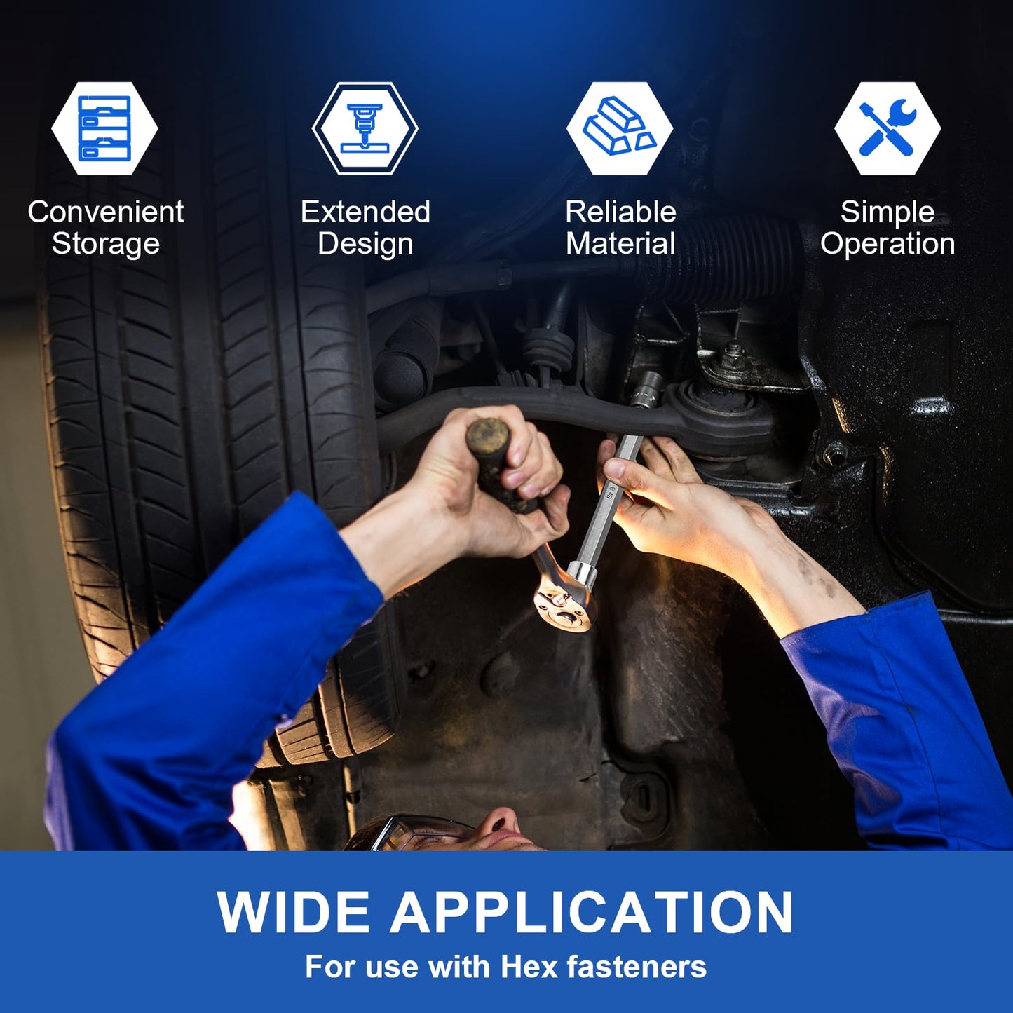 Feikenee 20PCS Extra-Long Allen Hex Bit Socket Set, 3/8 Inch Drive Allen Socket Set, SAE & Metric(1/8"-7/16", 3-12mm), CR-V and S2 Alloy Steel