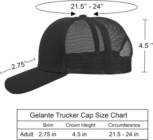 Gelante Mesh Trucker Baseball Cap - Structured Front Panel | Adjustable Snapback Design