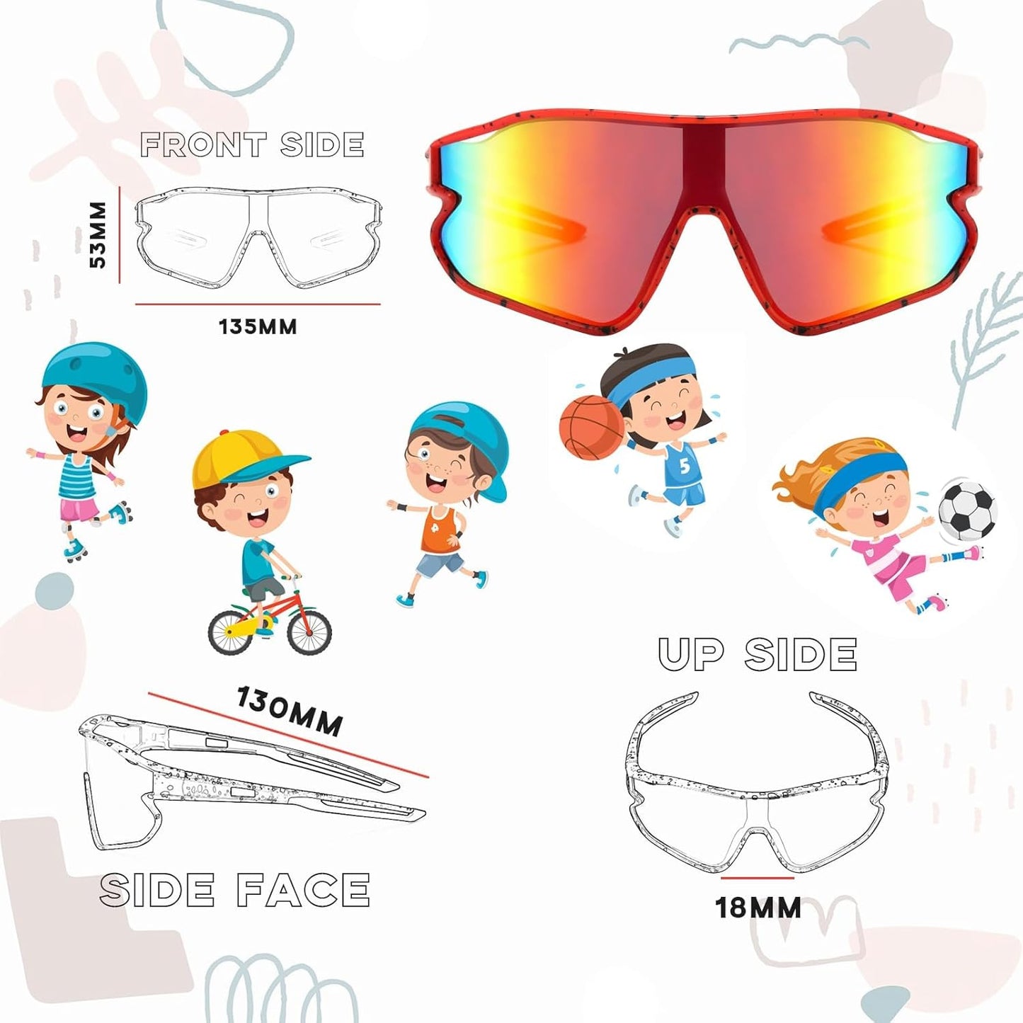 Skiennix Unisex Youth Cycling Sunglasses - UV400 Wraparound Baseball Shades for Outdoor & Indoor Sports