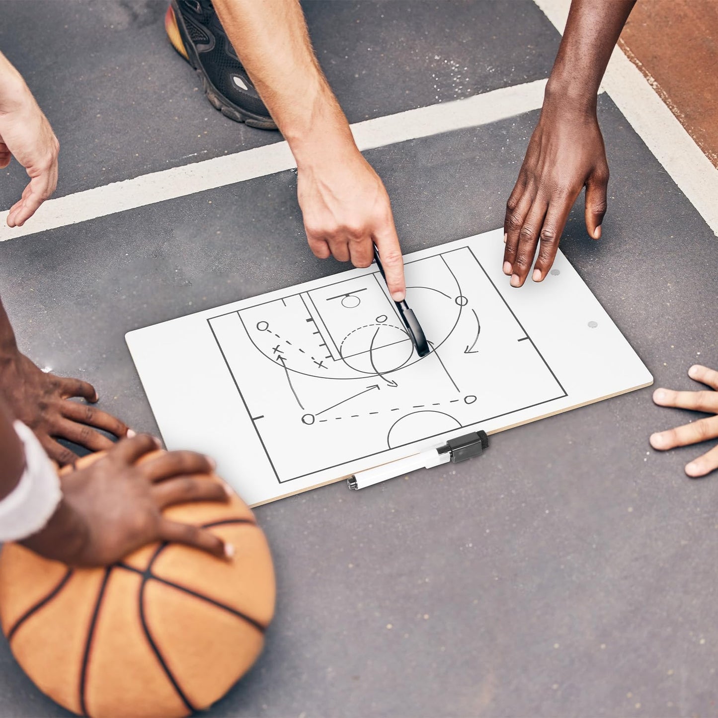 QUEENLINK Basketball Clipboard Dry Erase Double-Sided Coaching Board | Basketball Coaching Board, Dry Erase Clipboard, Double-Sided, Full Half Court, Coach Tactic, White Board for Coaches
