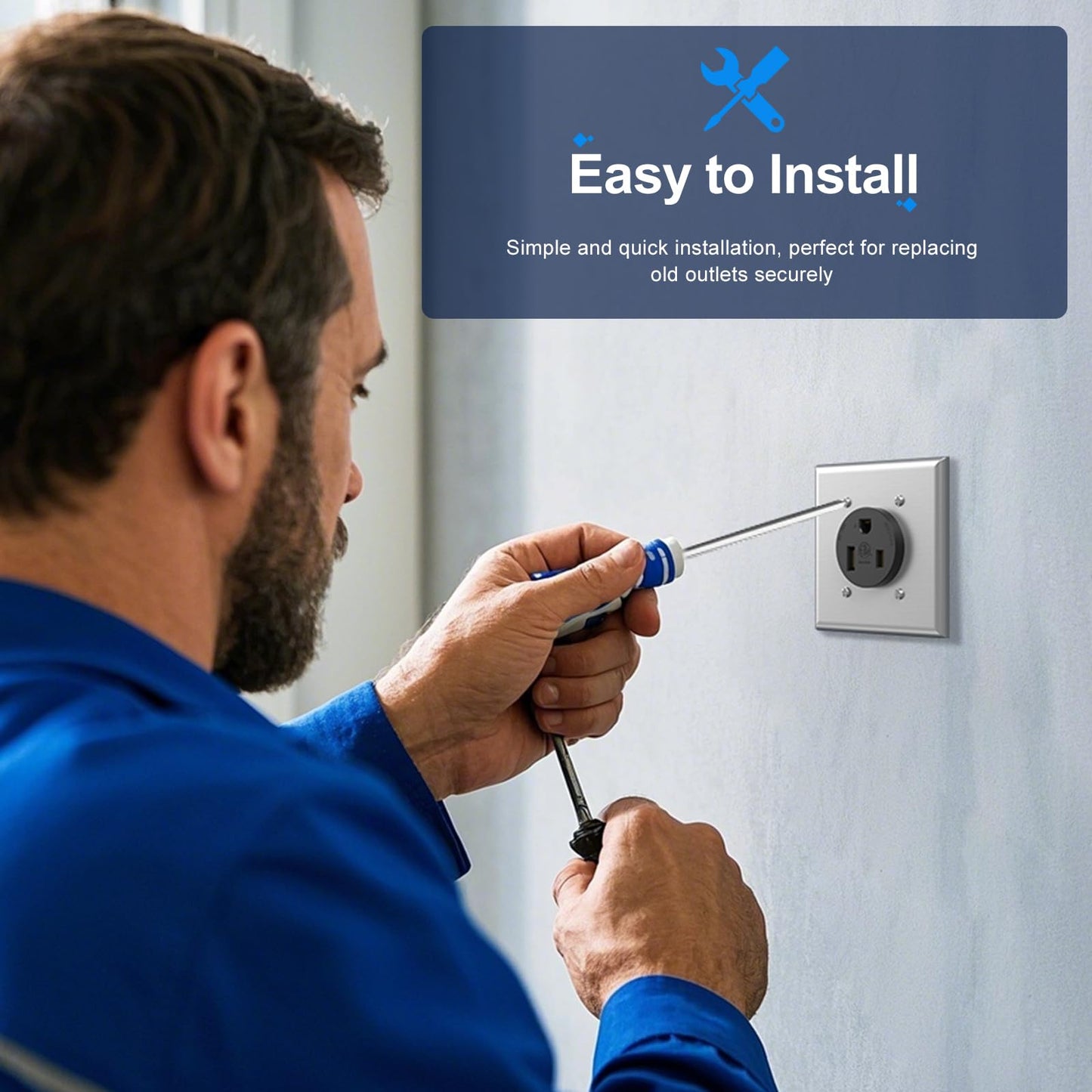 NEMA 6-50R Receptacle 50A Welder Wall Socket 250V 240V 220V Outlet Flush Mount Grounding Side Wired Industrial Grade for EV Charger Heater Plasma Cutters Electric Stove ETL Listed