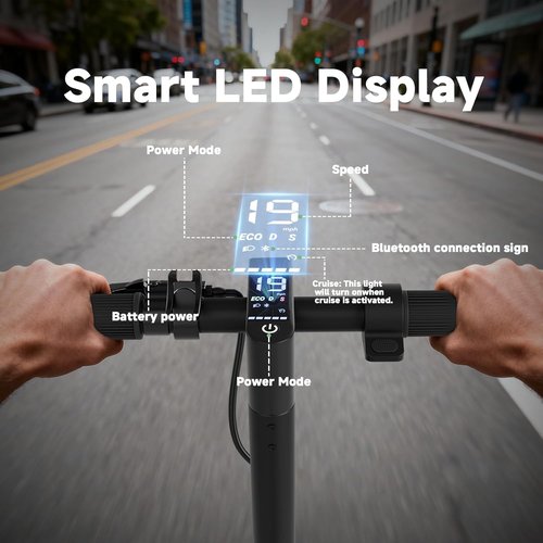 Folding Electric Scooter - 350W Motor, 19MPH Speed, 12/15 Miles Range | 8.5” Solid Tires