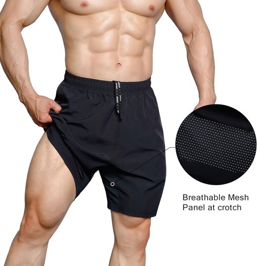 Gaglg Men's Athletic Shorts - Quick Dry 7" Running Shorts with Zipper Pockets | 2 Pack