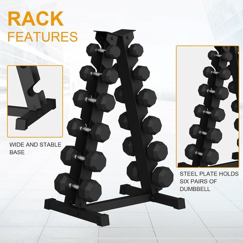 GarveeLife Premium Hex Dumbbell Weight Set - Rubber Coated, 210 LBS (6 Pairs) for Home Gym Workouts