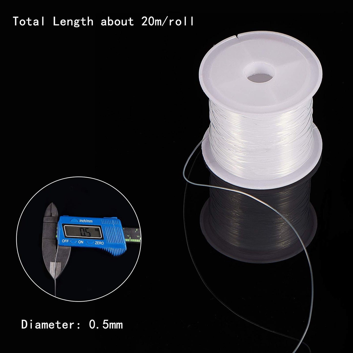 PH PandaHall 0.5mm Clear Fishing Line Invisible Nylon Thread Jewelry String Wire Beading Cords String for Christmas Party Decor, Seed Beads Jewelry Bracelet Making, 20 Yards