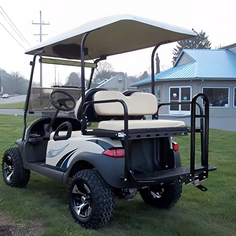 10L0L Universal Golf Cart Rear Seat Safety Grab Bar and Trailer Hook Hitch with Receiver for Yamaha EZGO Club Car, Heavy Duty Material Hand Rail Add Safety to Your Rear Passengers - Black