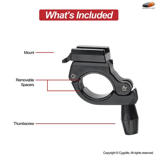 Cygolite 35mm Handlebar Mount For All Ranger, Metro, and Streak Series Bicycle Lights – Designed For 25.4 to 35mm Diameter Bicycle Handlebars – Genuine Cygolite Mount