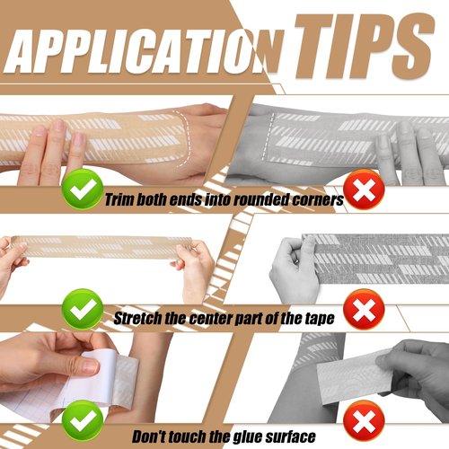 GJUMP Kinesiology Tape, 2 Rolls Hypoallergenic Athletic Tape for Muscle Strain Relief & Joint Support, Waterproof & Breathable Sports Tape for Pain Relief, 2in x 16ft Uncut Roll-Stripe (Beige)