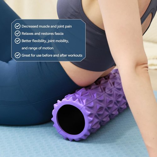 Foam Roller - 15-Inch Deep Tissue Massager for Muscle Relief | Myofascial Release & Stretching (Purple)